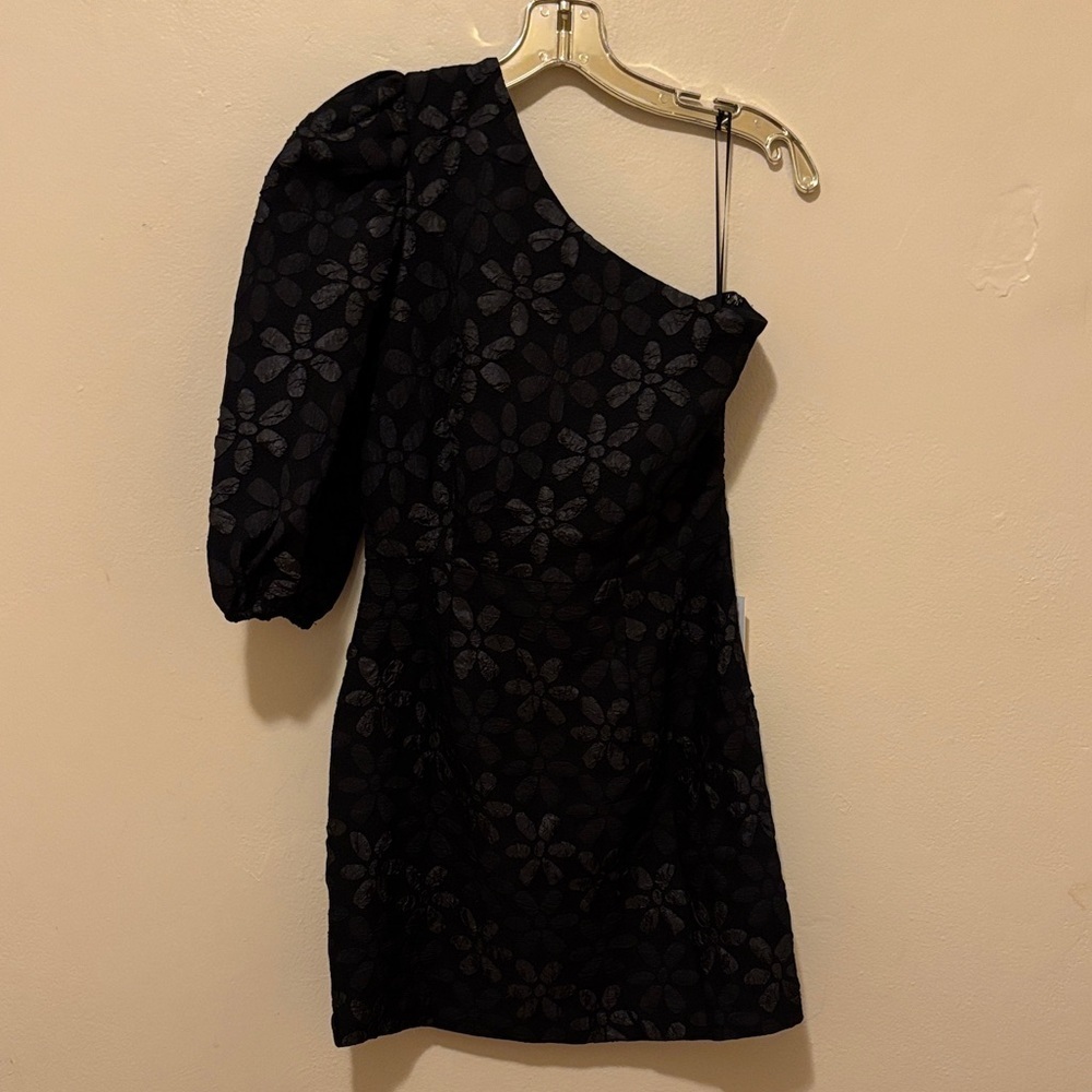 TCEC Black Floral One-Shoulder Dress